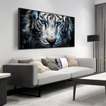 Zhaoshop White Tiger Art Wall Decor For Living Room - Black And Office .... Fixed Price $303.09.