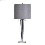 Jasper Chrome Transitional Glass Body Table Lamp,light Grey By Stylecraft. Fixed Price $134.99.