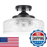 Daunton Semi Flush Mount Ceiling Light Fixture, Vintage Matte Black 3-light Fixt. Fixed Price $80.44.
