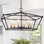 Laluz Farmhouse Black 6-light Chandelier, Rectangular Cage Pendant Light Fixt.... Fixed Price $148.16.