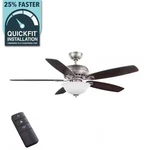 Hampton Bay 52" South Wind Ii Ceiling Fan Brushed Nickel New No Glass Globe. Fixed Price $64.95.
