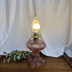 Vintage Pink B&p Princess Feather Electrified Oil Lamp Pressed Glass Hurricane. Fixed Price $100.00.