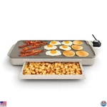 10" X 20" Electric Griddle With Warming Tray, Nonstick, 1500w, Cool Touch. Fixed Price $70.55.