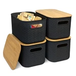 Soddeph 4 Packs Plastic Storage Bins With 7.1 X 6.3 10.2 Inches, Black. Fixed Price $45.82.