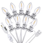 Meonum Christmas Village Lights Cord With 9 Bulbs, 18ft C7 Dimmable, White. Fixed Price $24.64.