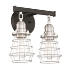 Craftmade Thatcher 2 Light Vanity, Black/bp Nickel Cages - 50602-fbbnk. Fixed Price $69.99.