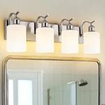 Jazava Milk Glass 4-light Vanity Light Fixture, Brushed Nickel Bathroom Wall Sco. Fixed Price $169.98.