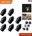 8-pack E26/e27 Black Light Socket - Simple Installation, Retro Style. Fixed Price $23.99.