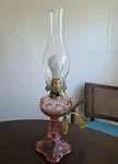 B & P Princess Feather Oil Lamp - Converted To Electric Pink No Cover. Fixed Price $152.99.