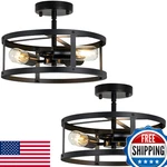 Xpehk 3-light Semi Flush Mount Ceiling Light Farmhouse Black Metal Cage Fixture. Fixed Price $121.48.