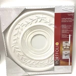 Portfolio 16" Ceiling Medallion Floret Light Fixture White Paintable Stainable. Fixed Price $63.99.