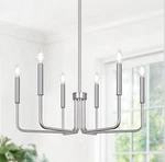 6-light Farmhouse Chandelier Brushed Nickel For Dining Room Kitchen Lynnoland. Fixed Price $56.69.