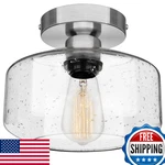 Sunrider Semi Flush Mount Ceiling Light Brushed Nickel Industrial Seeded Glass. Fixed Price $80.21.