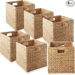 Casafield12" X12"water Hyacinth Storage Baskets,set 6collapsible Cube Organizers. Fixed Price $58.99.