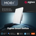 Moes 1/2/3/4 Gang Zigbee Smart Light Switch Full Touch Glass Alexa Google App. Fixed Price $38.69.
