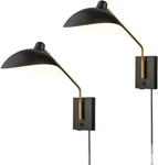 Swing Arm Bedroom Wall Sconces Modern Black Plug-in Or Hardwired Sconce Lighting. Fixed Price $149.00.