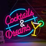 Cocktails And Dreams Neon Sign For Wall Decor Beer Bar Light Smart Plug .... Fixed Price $46.50.
