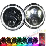7inch Led Headlights With White Rgb Halo Angel Eyes Music Mode H6024 Round He.... Fixed Price $201.09.