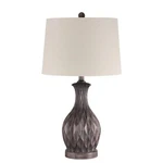 Craftmade 1 Light Resin Base Table Lamp, Carved Painted Brown/linen -. Fixed Price $99.99.