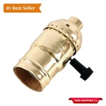 Versatile 3-way Lamp Socket In Brushed Gold - Perfect For Table & Floor Lamps. Fixed Price $7.99.