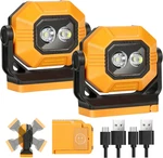 Led Rechargeable Work Light, 2pack 1500lm Portable Cob Magnetic Lights With 3 Mo. Fixed Price $47.95.