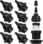 8 Pack E26 E27 Light Sockets, Black Medium Screw Base With Shade Ring, Retro Per. Fixed Price $21.99.