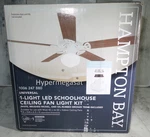 Hampton Bay Schoolhouse Led Ceiling Fan Light Universal Kit, White/bronze/nickel. Fixed Price $11.00.