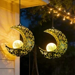 Qcf Solar Garden Hanging Moon Lights Outdoor Decor2 Pack Metal Lanterns Art. Fixed Price $53.15.