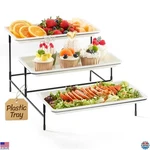 3-tier Plastic Serving Tray Set, 12"x6.5" Crack-proof Platters With Metal Stand. Fixed Price $36.05.