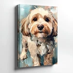 Wall Art Cute Fluffy Dog Portrait Canvas Print Pet Painting Blue Background. Fixed Price $89.90.