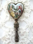 Antique, Brass Mounted, Porcelain, Hand Painted Fragonard, Lamp Finial. Fixed Price $42.00.