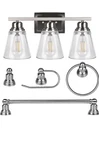 Hykolity 3 Light Vanity Fixture 5 All In One Accessories Brushed Nickel. Fixed Price $15.99.