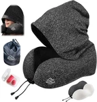 Travel Pillow With Extra Large Hood For Airplane Long Flights Privacy Grey. Fixed Price $41.53.