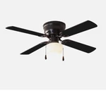 42 Inch Flush Mount Ceiling Fan Mainstays Black Finish Single Frosted Globe Nob. Fixed Price $80.00.