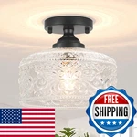 Daunton Small Semi Flush Mount Ceiling Light Fixture, Vintage Matte Black Close. Fixed Price $50.56.