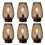 Decorkey Set Of 6 Battery Operated Lamp Led Table Lantern Brown Metal Cage. Fixed Price $134.90.