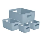 Superio Ribbed Plastic Storage Bins, Blue (set Of 4) 1 Large, Medium, 2 Small. Fixed Price $40.99.