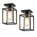 Ihengyanlt 2-pack Semi Flush Mount Ceiling Light, Black Metal & Clear Glass. Fixed Price $78.26.