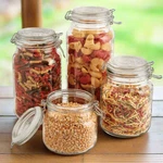 Mason Jar Kitchen Canister Set 4 Pc Jumbo Glass Jars Storage Clamp Lid. Fixed Price $75.98.