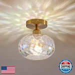 Luafac Vintage Glass Flush Mount Ceiling Light - 7.9 Inch Iridescent Hammered Gl. Fixed Price $80.21.
