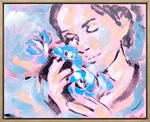 Hand Painted Woman 12x16 Botanical Art Acrylic Canvas Living Room Wall Decor. Fixed Price $150.00.