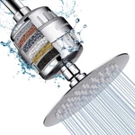 6 Inch Chrome Shower Head With 15 Stage Filter Combo For Hard Water. Fixed Price $29.99.