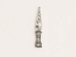 Antique Cut Glass Lamp Finial Twisted Flame W Ornate Metal Base 3.5. Fixed Price $45.00.